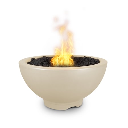 The Outdoor Plus 38 Round Sonoma Fire Pit - GFRC Concrete - Vanilla - Low Voltage Electronic Ignition - Natural Gas OPT-SONMA38E12V-VAN-NG